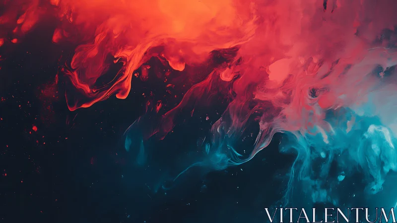 Crimson and teal clouds drifting through a midnight sea.