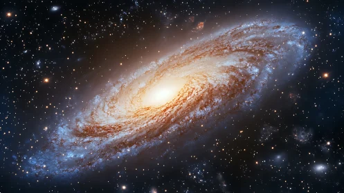 Spiral galaxy glows with dense central core and bright arms