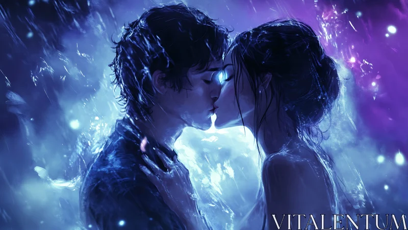 Ethereal Kiss: Luminous Embrace in Cosmic Light.