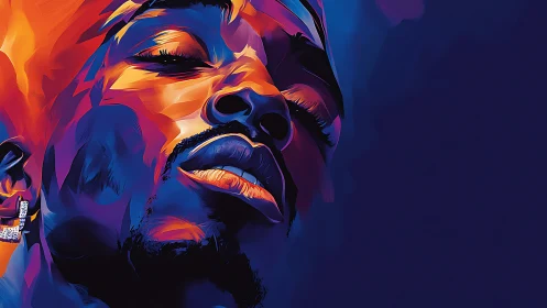 Neon quietude on a midnight stage of molten colorwaves.