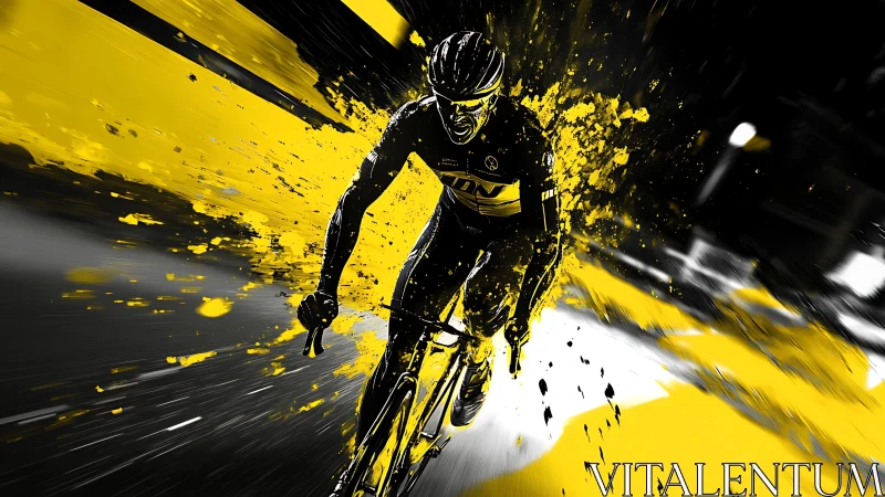 Cyclist sprints through yellow paint explosion at speed
