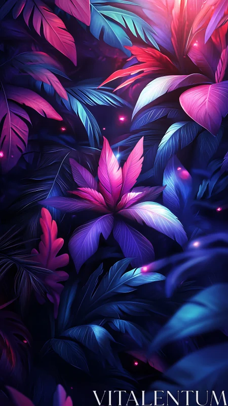 Neon Luminescent Botanical Garden: Digital Floral Ecosystem.