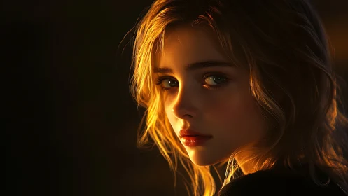 Golden hour portrait with dramatic side lighting focus.