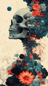 Cranial floral eruption with spectral blooms and orbital sphere.