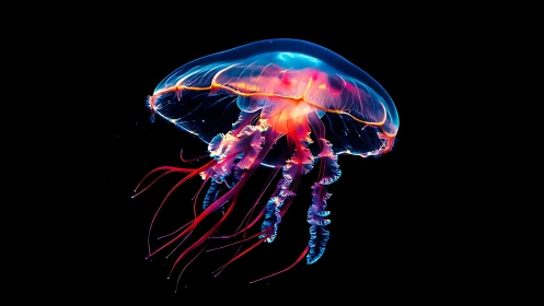 Digital jellyfish render isolates luminous form on black