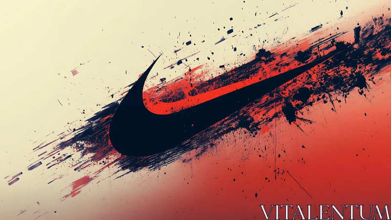 Dynamic swoosh logo rendered with explosive paint splatter motion