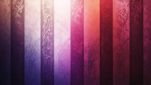 Chromatic gradient stripes with embossed floral texture field.