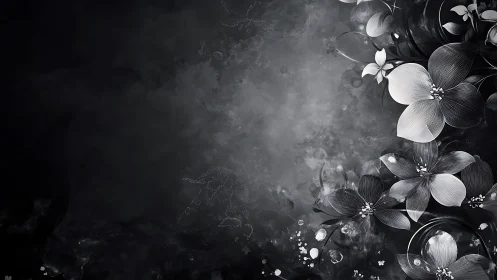 Midnight Blooms: Petals Dance Through Smoky Whispers.
