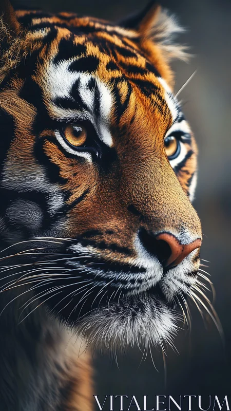 Golden-eyed tiger gazes calmly ahead in quiet strength