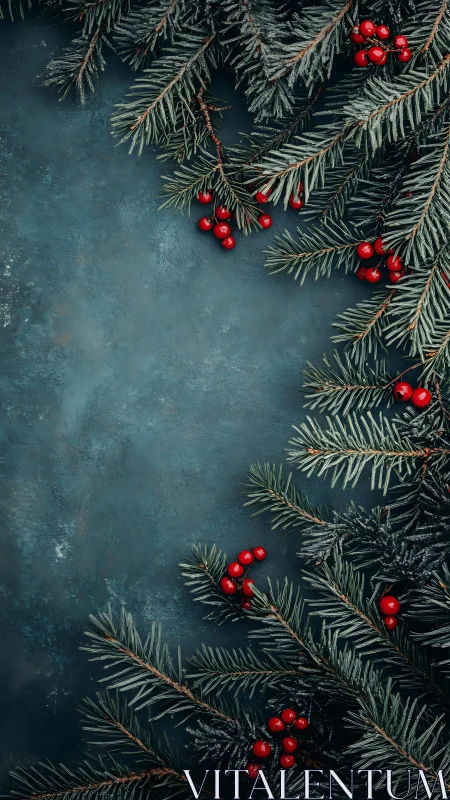 Winter fir branches frame a festive, frosted backdrop