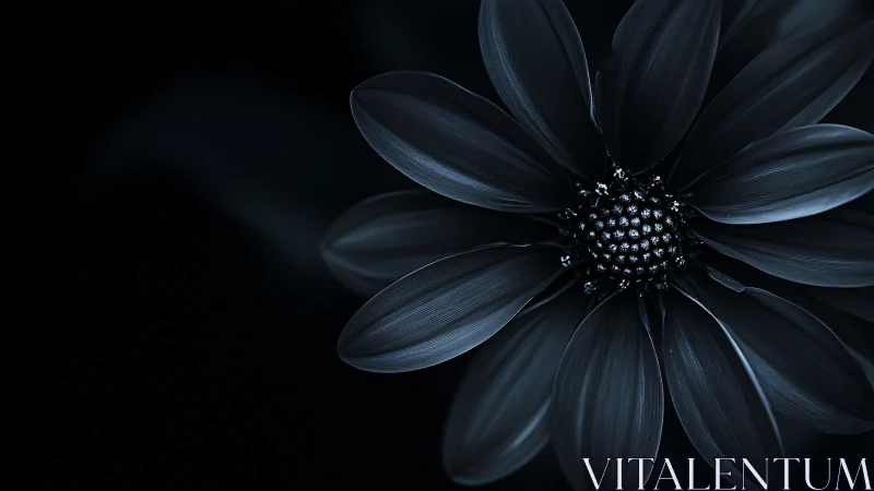 Dark Daisy Flower Against Black Background With Light Study