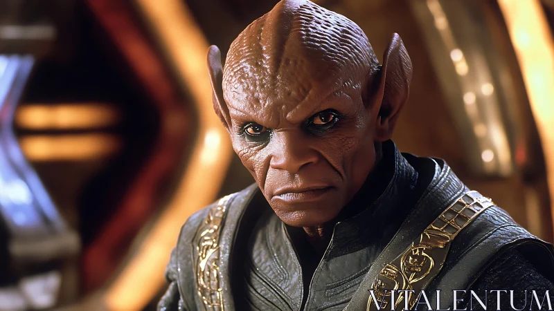 Alien commander portrait with ornate metallic uniform detail.