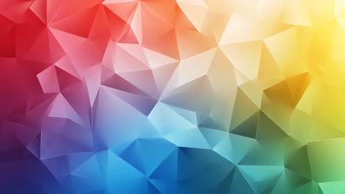 Prismatic polygon storm swirling through a soft rainbow sky.