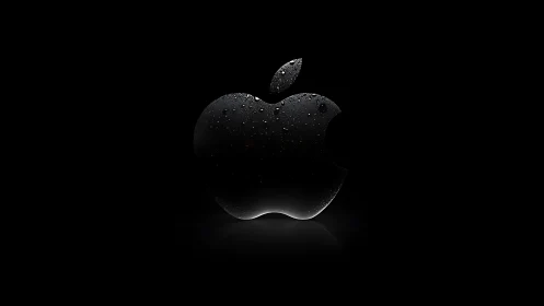Apple Logo with Water Droplets - Minimalist Tech Icon.
