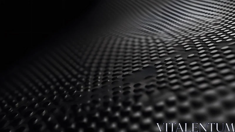 Abstract close-up of black perforated metal surface with soft lighting.