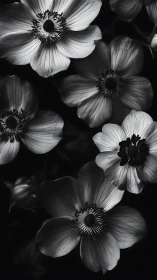 Monochromatic Anemone Blooms: Chiaroscuro Study in High Contrast.