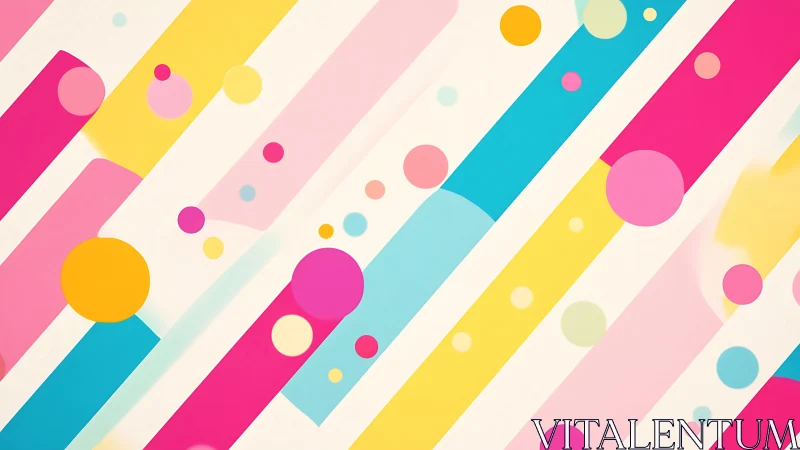Playful pastel stripes and circles dance across the scene