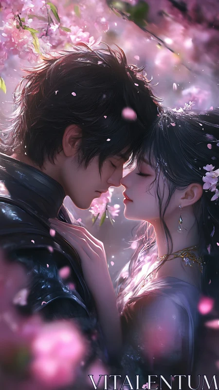 Two souls intertwined: A moment of pure romance beneath cherry blossoms.