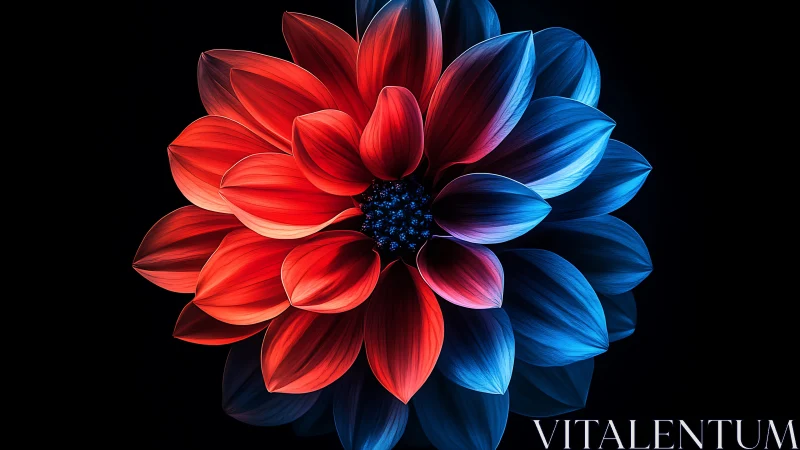 Neon Gradient Dahlia Against Darkness.