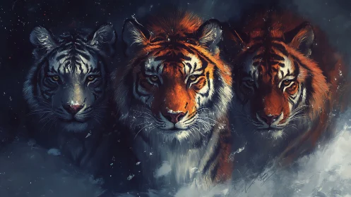 Three Tigers Emerge From Cosmic Shadows.
