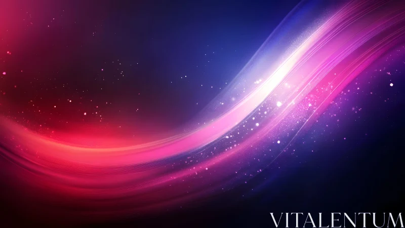 Vibrant Abstract Light Waves on Cosmic Background, Digital Art.