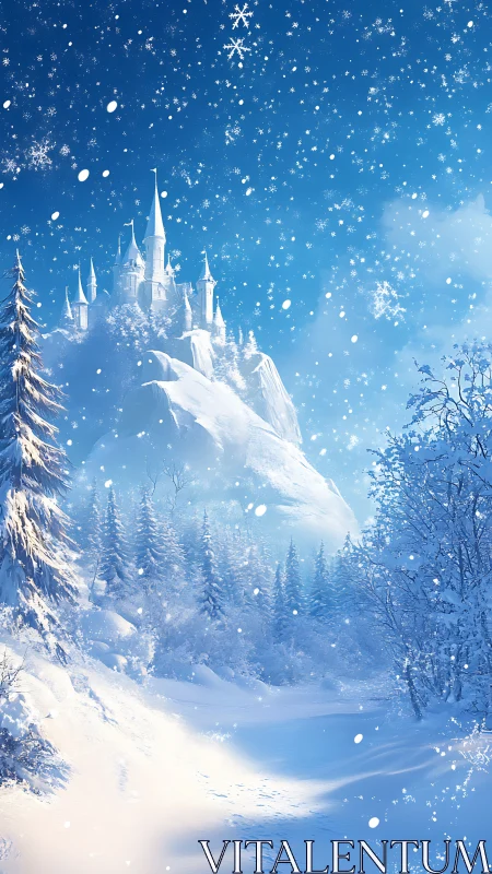 Snowspell citadel watching over a drifting winter dream.