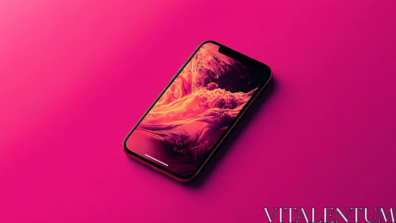 Premium Smartphone Displaying Abstract Liquid Motion Wallpaper