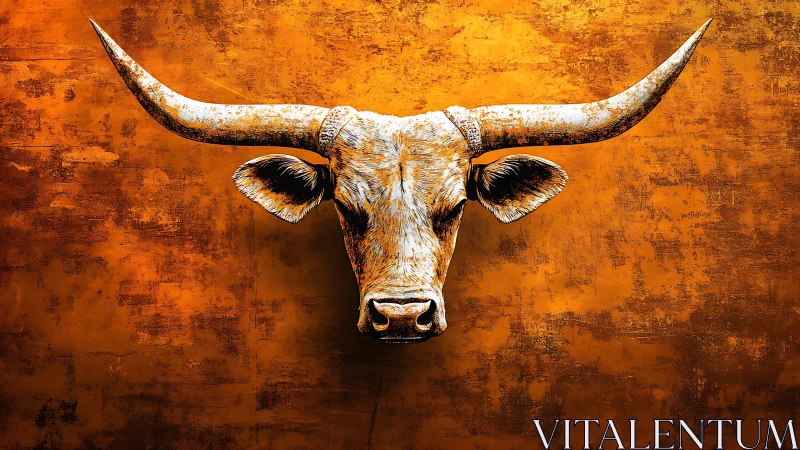 Bronze longhorn spirit holds steady in molten sunset glare