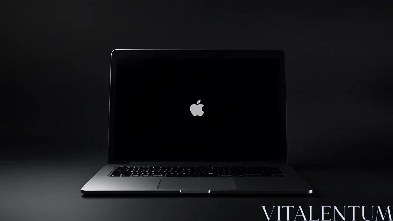 Sleek laptop computer with illuminated logo on screen.