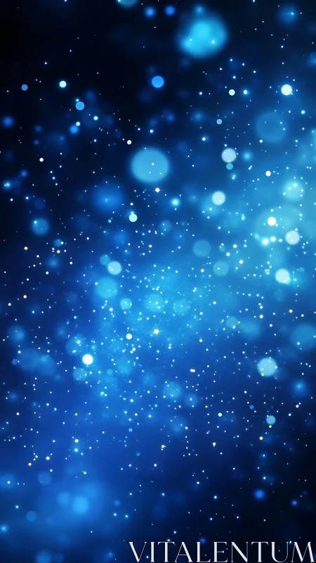 Blue particle nebula field with luminous bokeh depth.