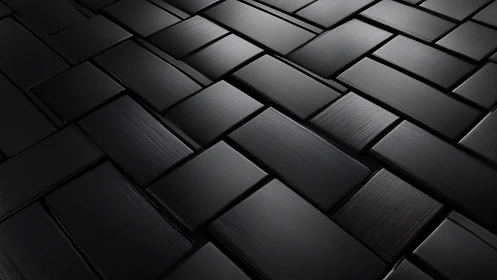 Geometric black tile surface creates sleek woven structure.