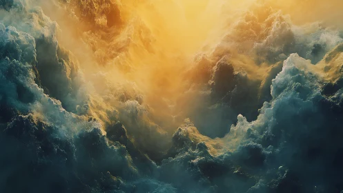 Tempest of Light: storm-sculpted clouds drink the dawn.