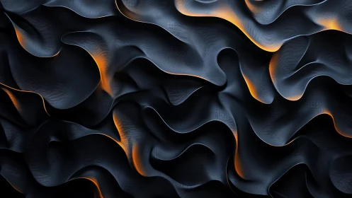 Parametric dark folds with incandescent subsurface lighting field.