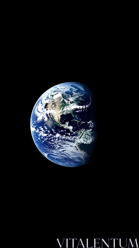 Half-lit Earth sphere floating in deep black space.
