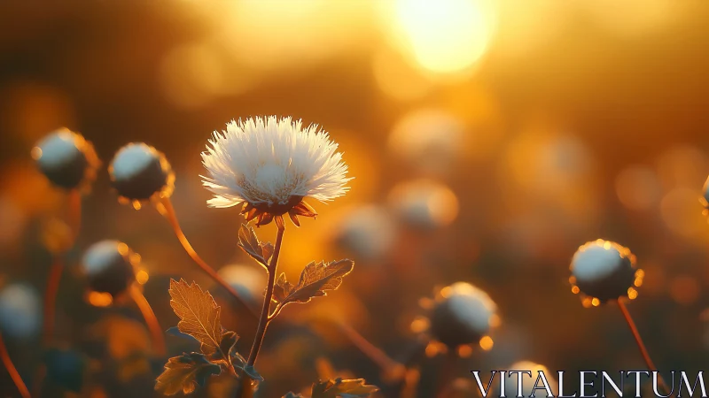 Backlit Dandelion Seed Head: Golden Hour Macro Study