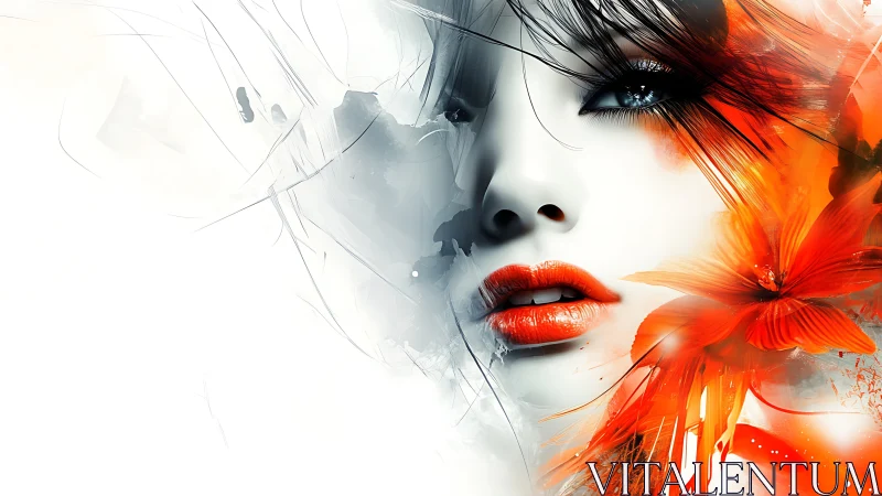 Dreamy portrait glowing with bold orange petals and light.