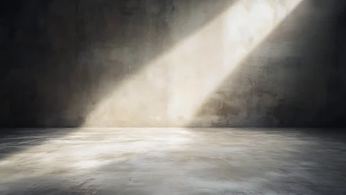 Oblique daylight beam illuminating textured concrete floor plane