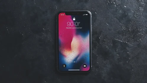 Modern Phone Displaying Vibrant Gradient Wallpaper.