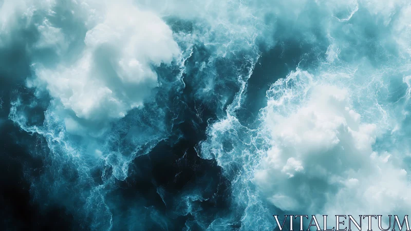 Turbulent aqua clouds collide in high-contrast atmospheric field