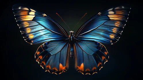 Butterfly specimen displayed with symmetrical wings extended