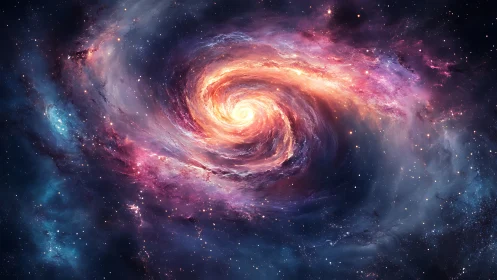 Spiral galactic vortex with luminous stellar accretion core