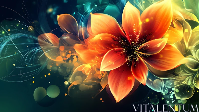 Luminescent Flower Petals: Digital Bloom with Chromatic Gradient Cascade.