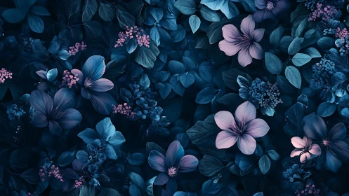 Botanical Garden at Night: Moody Blue Florals.