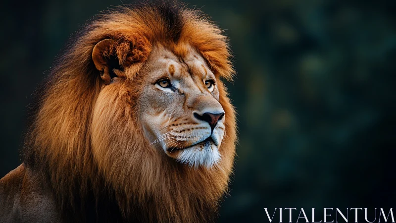 Photorealistic lion portrait with dramatic rim lighting.