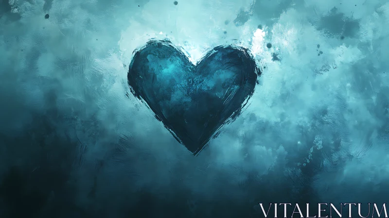 Deep Blue Heart: A Soul's Gentle Whisper.