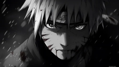 Storm-eyed anime warrior meets darkness with fierce resolve