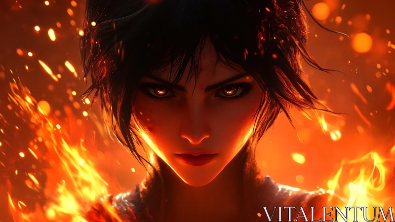 Incandescent pyrokinetic portrait with dynamic bokeh flare.