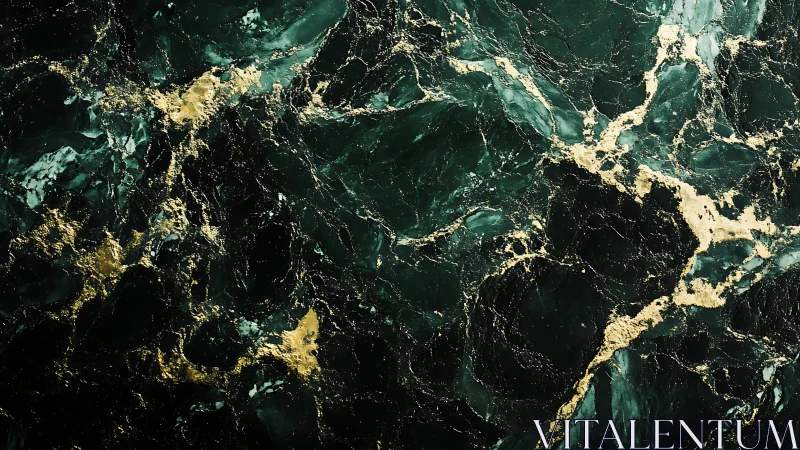 Emerald marble texture with luminous gold veining pattern.
