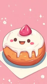 Stylized Pastry Illustration with Anthropomorphic Features.