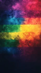 Textured rainbow stripes form vivid abstract vertical field